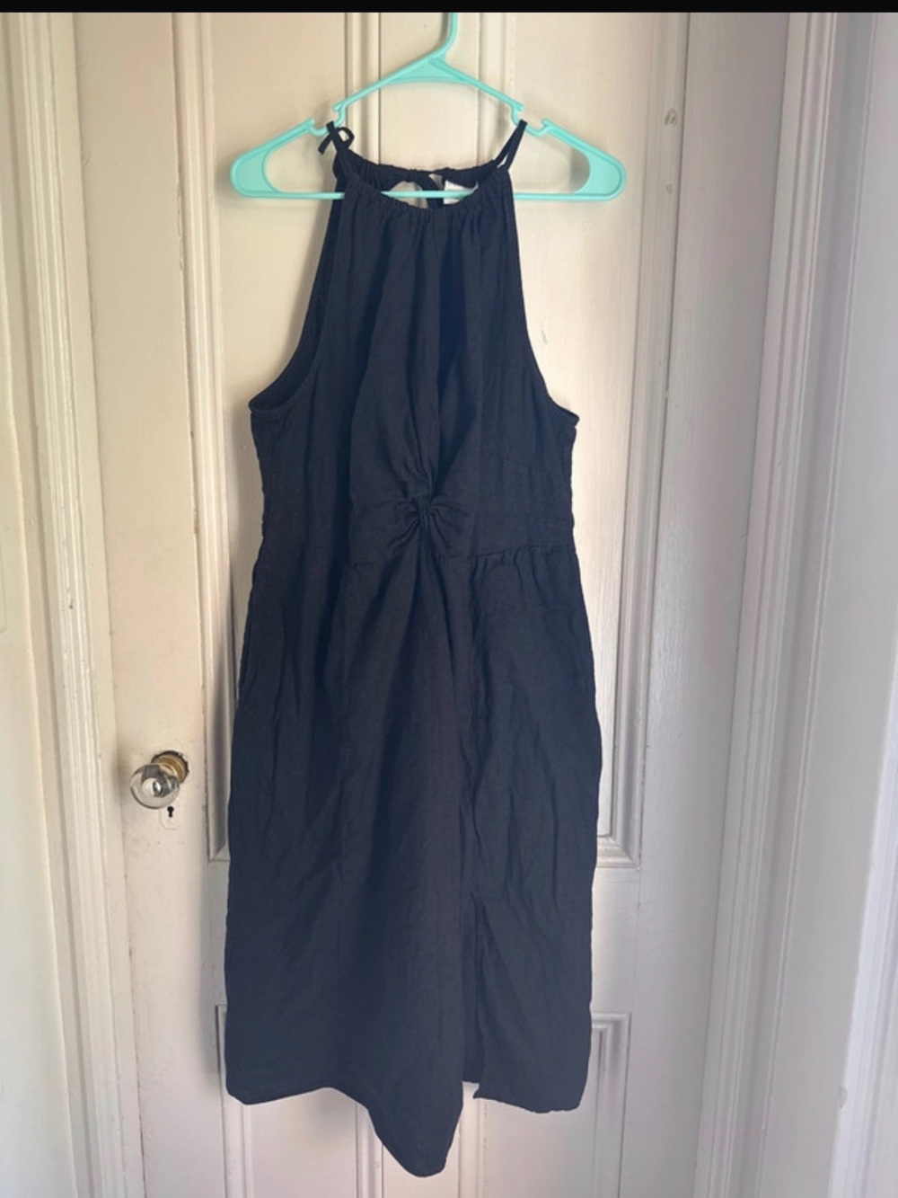 Ava & Viv Black Halter Midi Dress with Knot Front